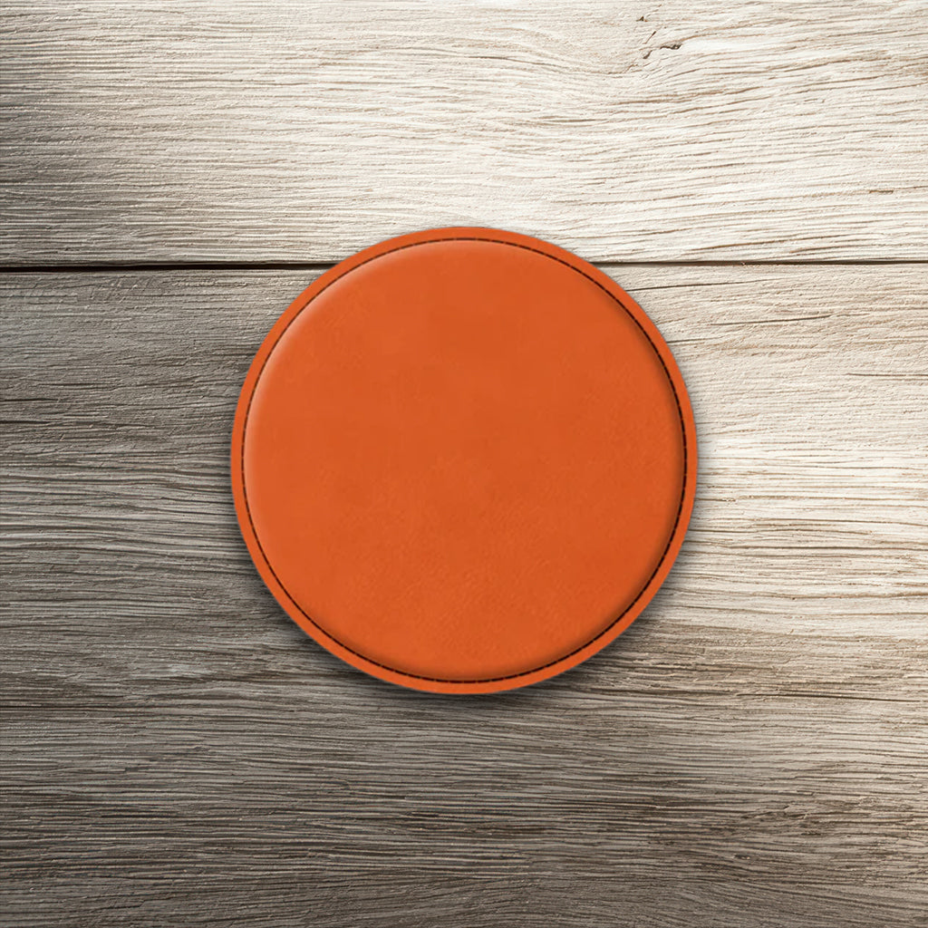 Custom Laser-Engraved Round Leatherette Coasters