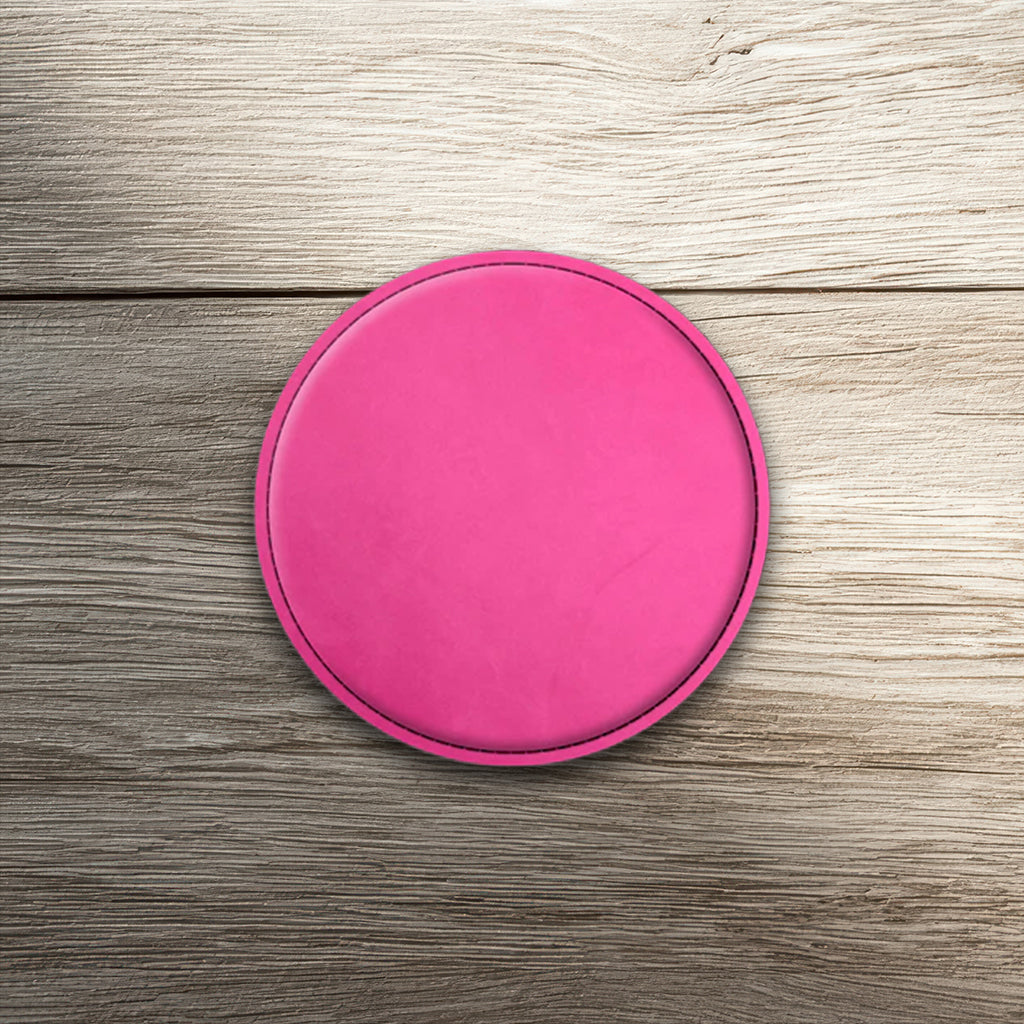 Custom Laser-Engraved Round Leatherette Coasters
