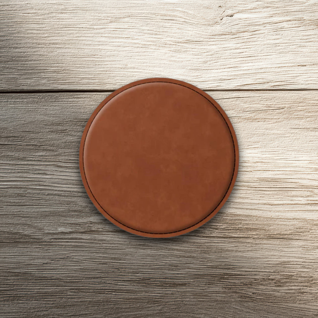 Custom Laser-Engraved Round Leatherette Coasters