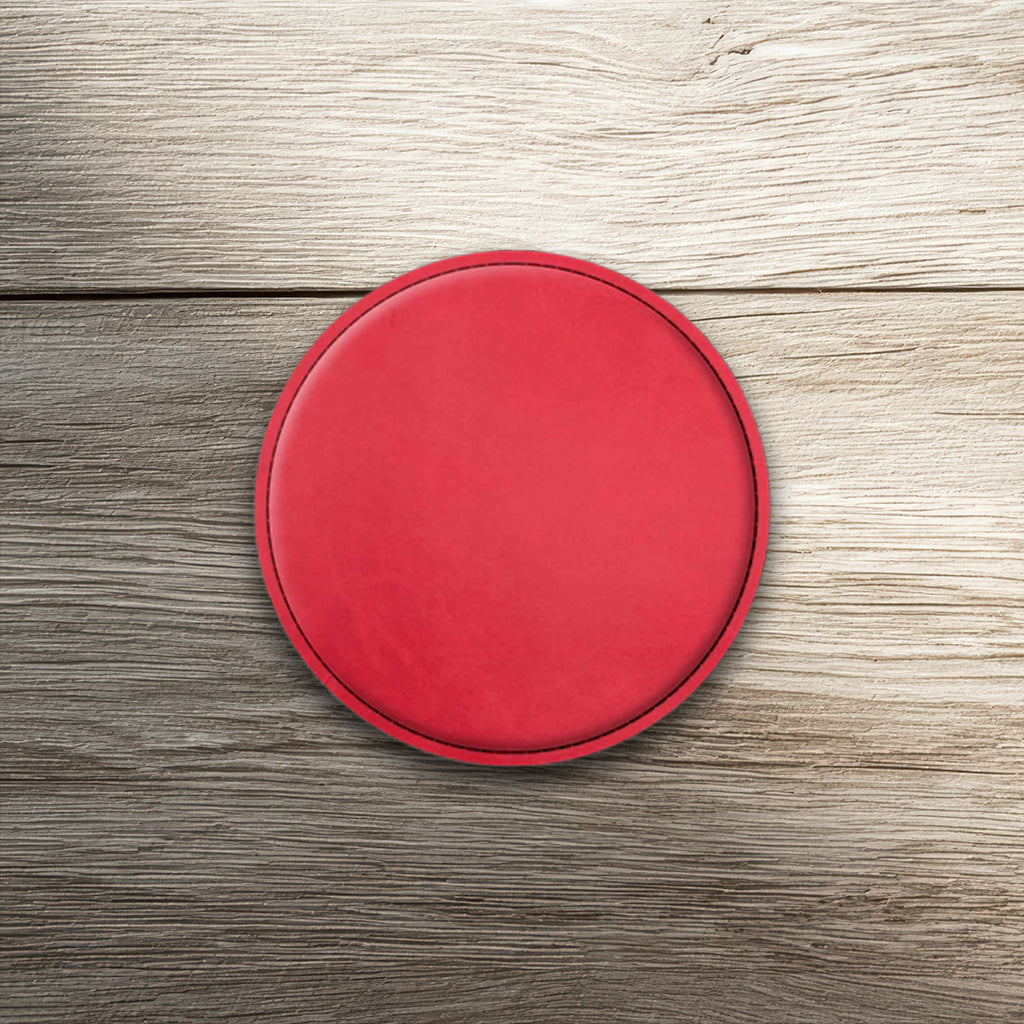 Custom Laser-Engraved Round Leatherette Coasters