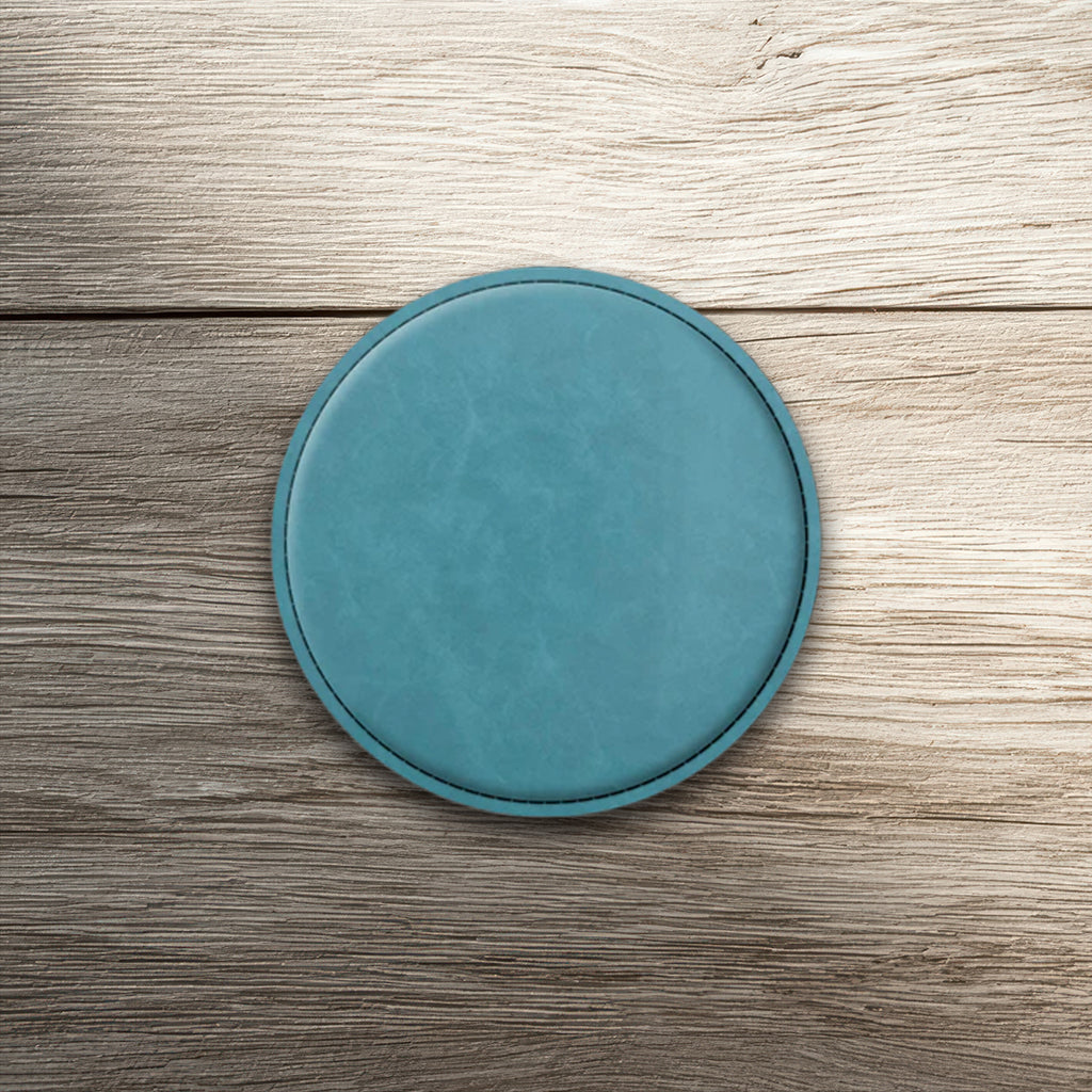 Custom Laser-Engraved Round Leatherette Coasters