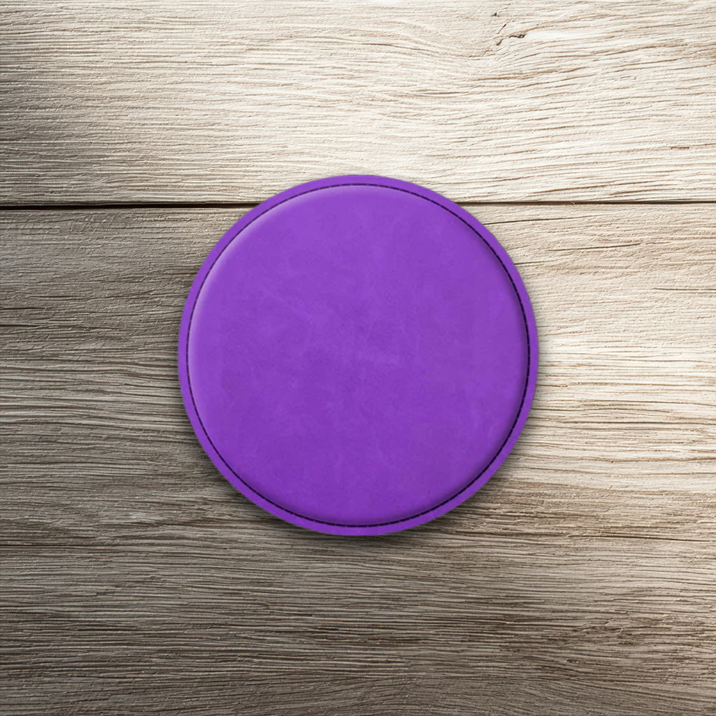 Custom Laser-Engraved Round Leatherette Coasters
