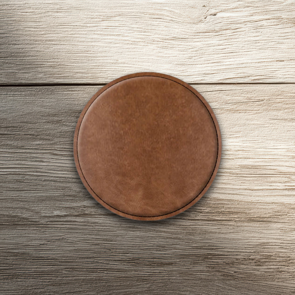 Custom Laser-Engraved Round Leatherette Coasters