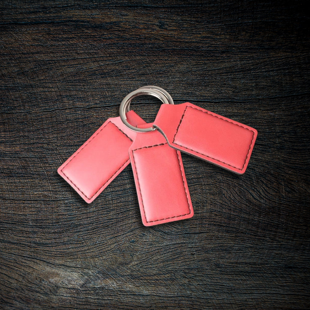Custom Laser-Engraved Leatherette Keychain | Stitched Rectangle