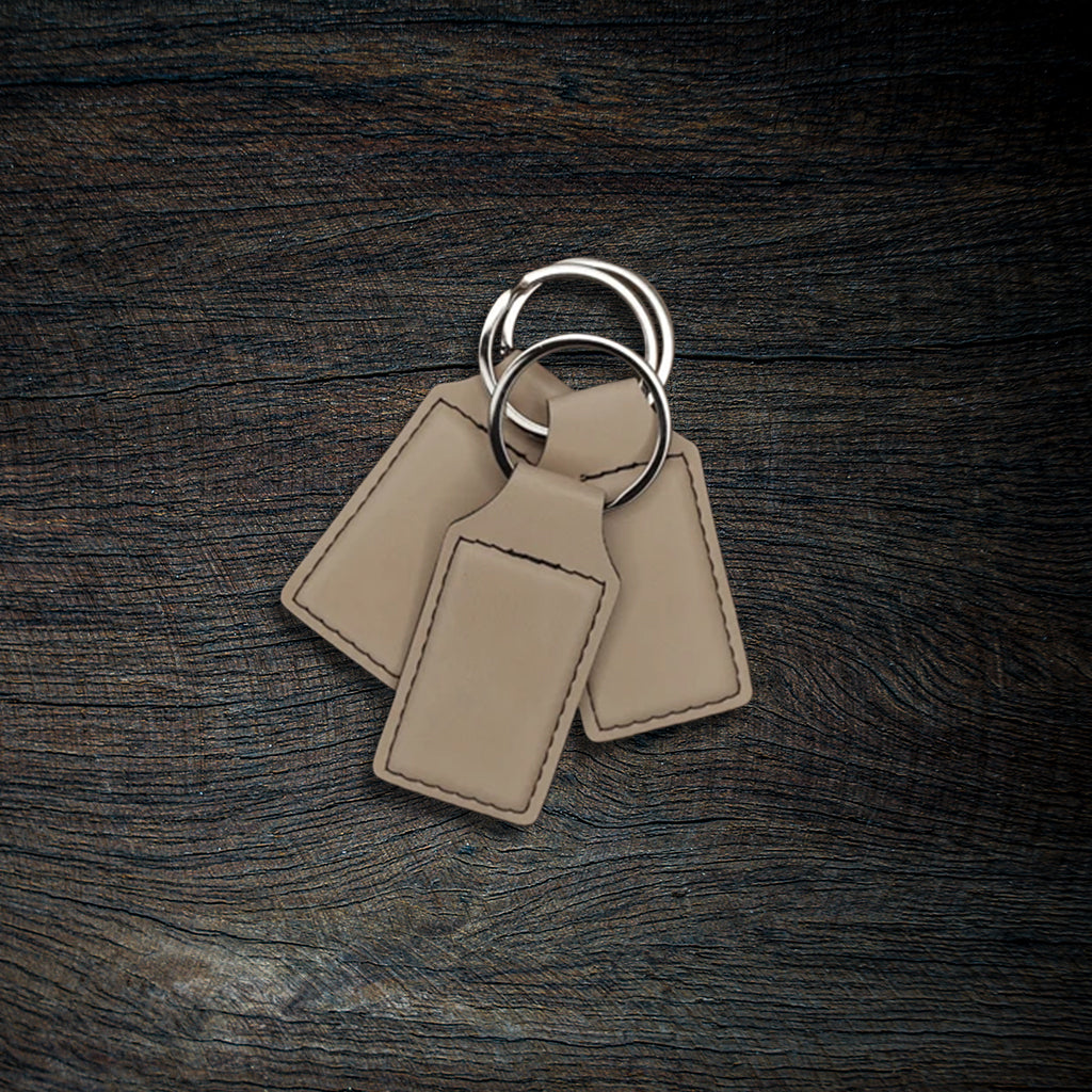 Custom Laser-Engraved Leatherette Keychain | Stitched Rectangle