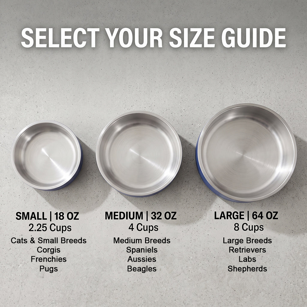 Custom Laser-Engraved Stainless Steel Pet Bowl | Non-Slip Insulated Dish