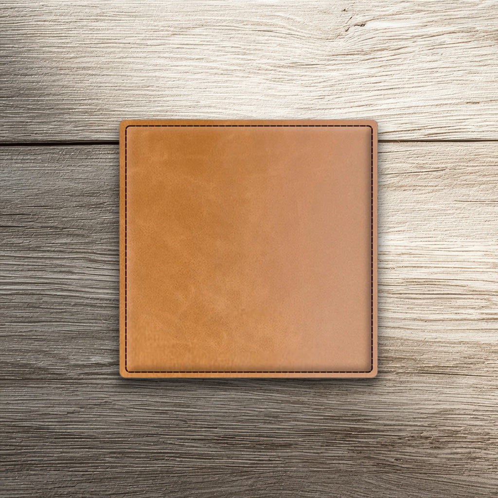 Custom Laser-Engraved Square Leatherette Coasters