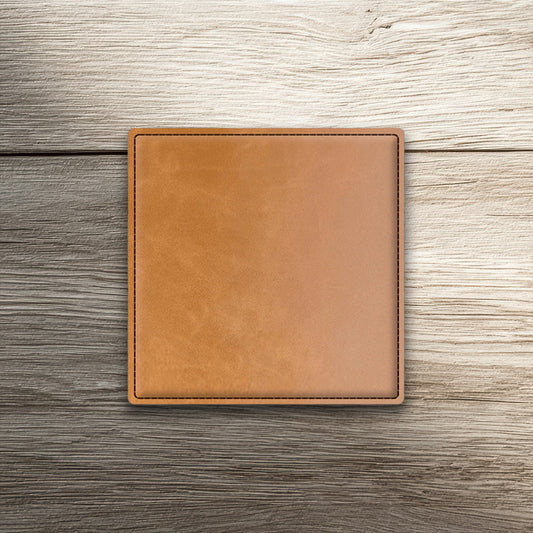 Custom Laser-Engraved Square Leatherette Coasters