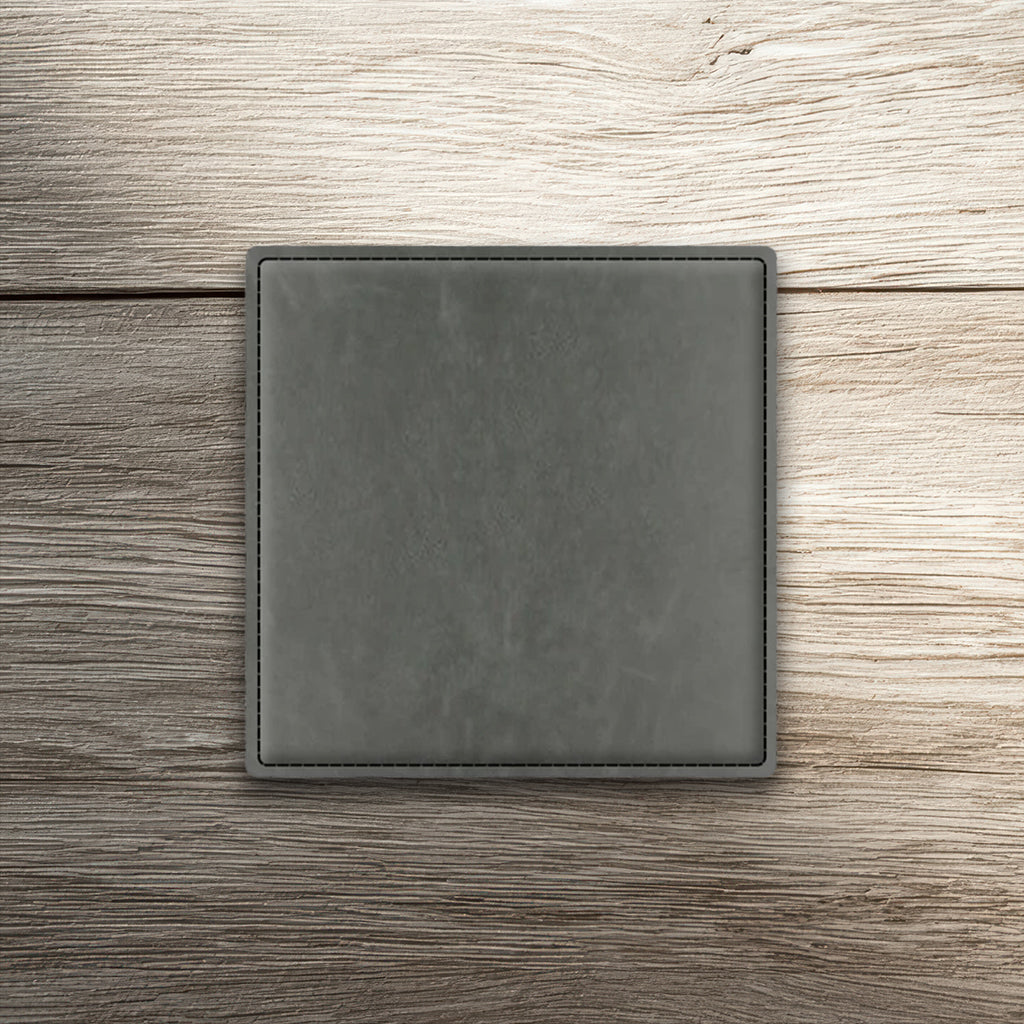 Custom Laser-Engraved Square Leatherette Coasters
