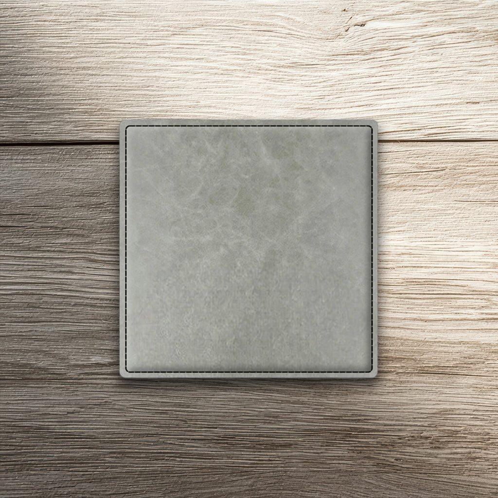 Custom Laser-Engraved Square Leatherette Coasters