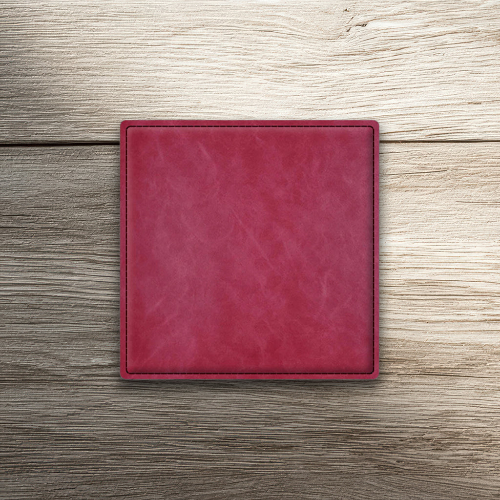 Custom Laser-Engraved Square Leatherette Coasters
