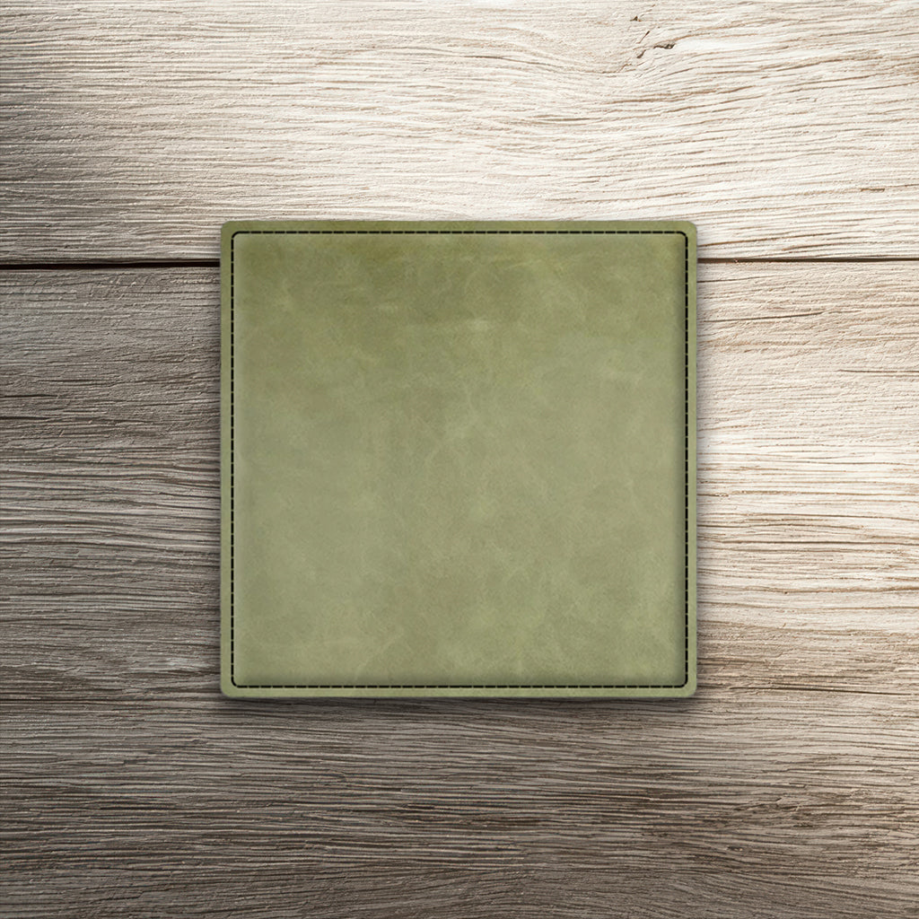 Custom Laser-Engraved Square Leatherette Coasters