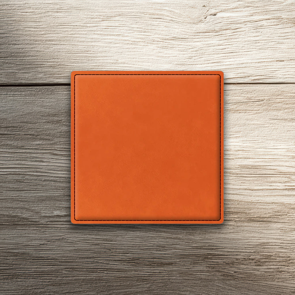 Custom Laser-Engraved Square Leatherette Coasters