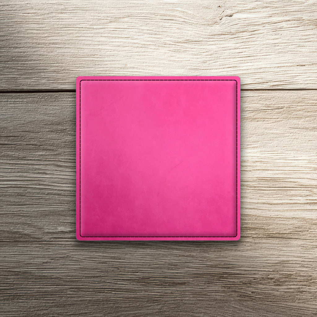 Custom Laser-Engraved Square Leatherette Coasters