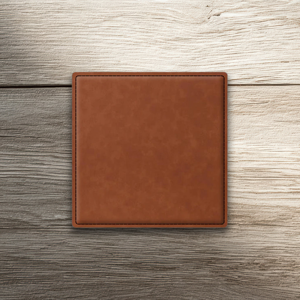 Custom Laser-Engraved Square Leatherette Coasters