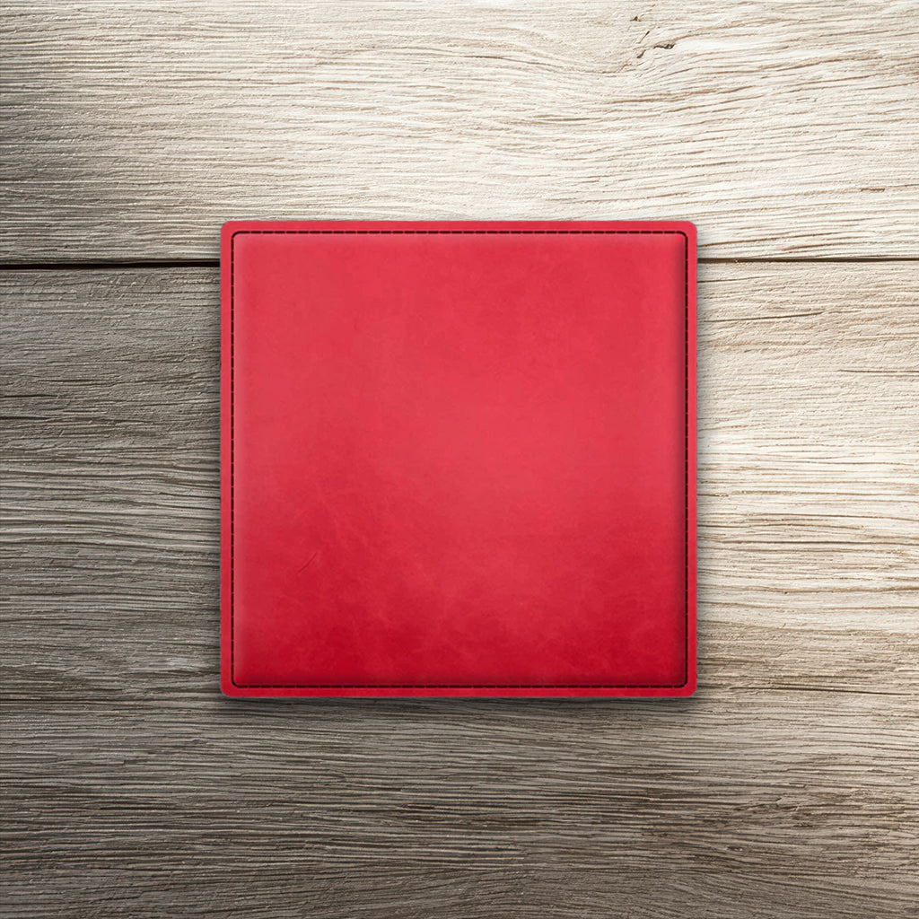 Custom Laser-Engraved Square Leatherette Coasters