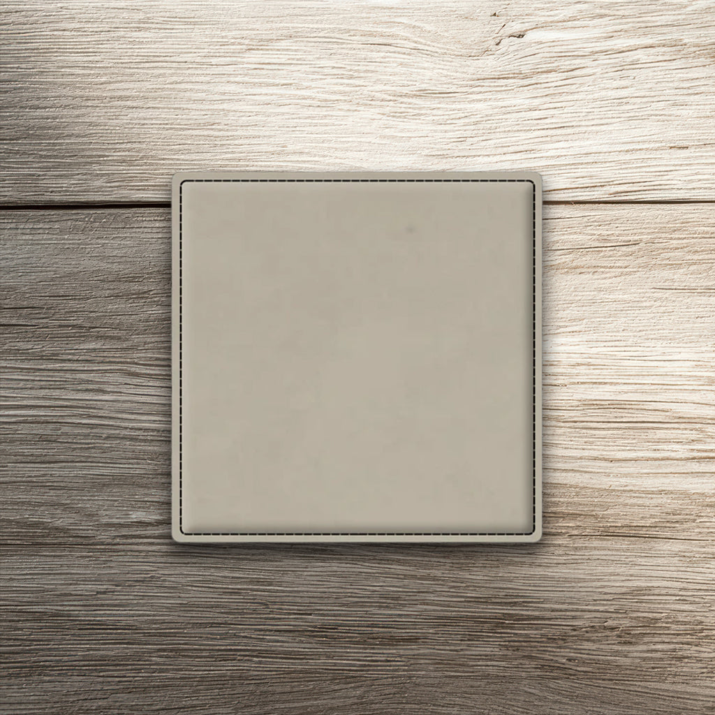 Custom Laser-Engraved Square Leatherette Coasters