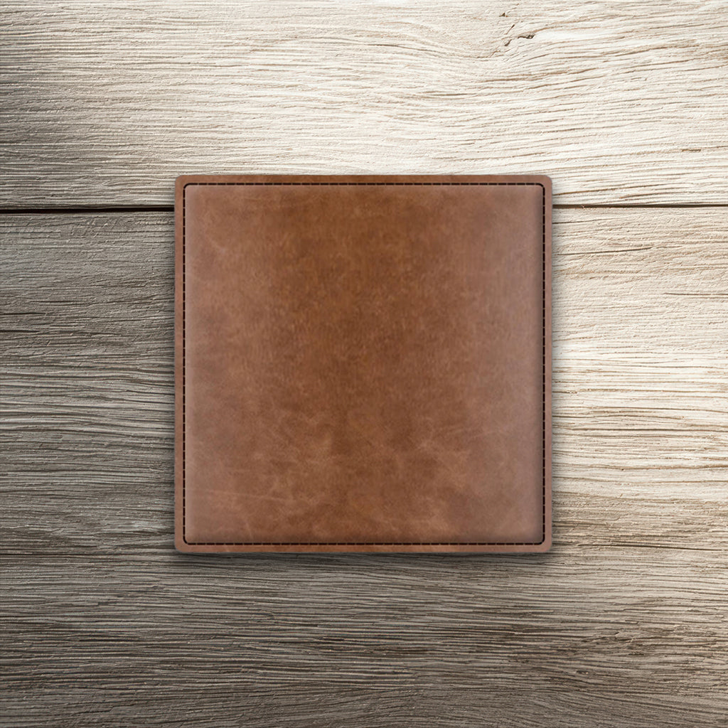Custom Laser-Engraved Square Leatherette Coasters