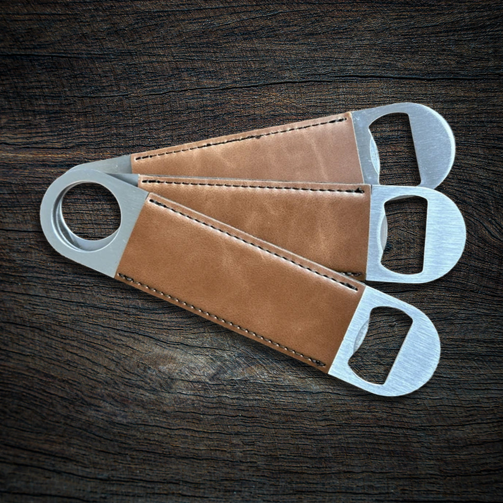 Custom Laser-Engraved Leatherette Speed Bottle Opener | Heavy-Duty Bar Blade