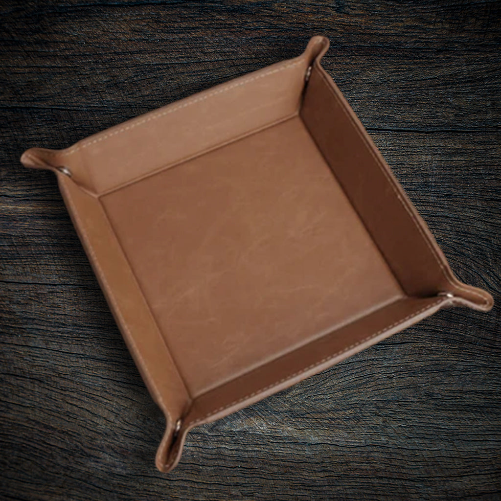 Custom Laser-Engraved Leatherette Valet Tray | Snap Catchall Organizer